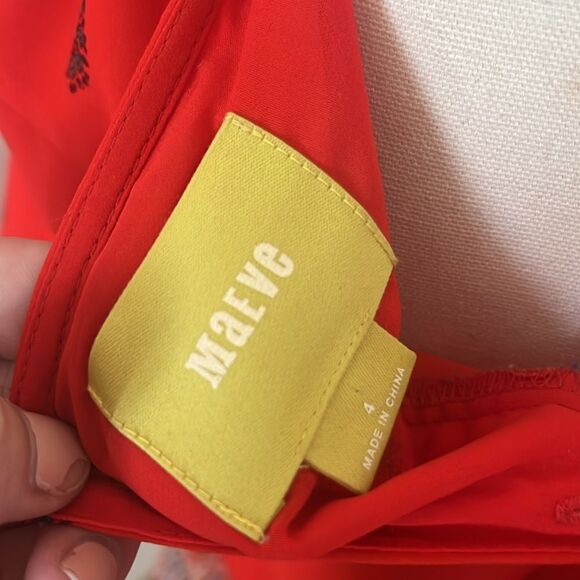 Anthropologie Maeve Rila Red Print 3/4 Sleeve Blouse - Picture 9 of 9